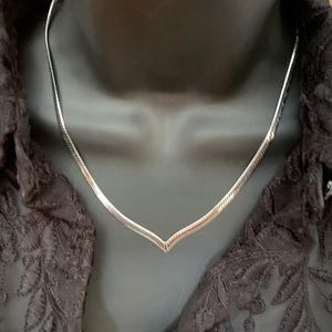 Silver herringbone necklace